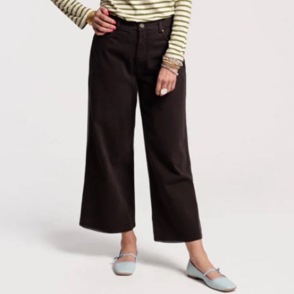 Frances Valentine Sally Jean Black Cropped Mid-Rise Wide Leg NEW Women’s 2